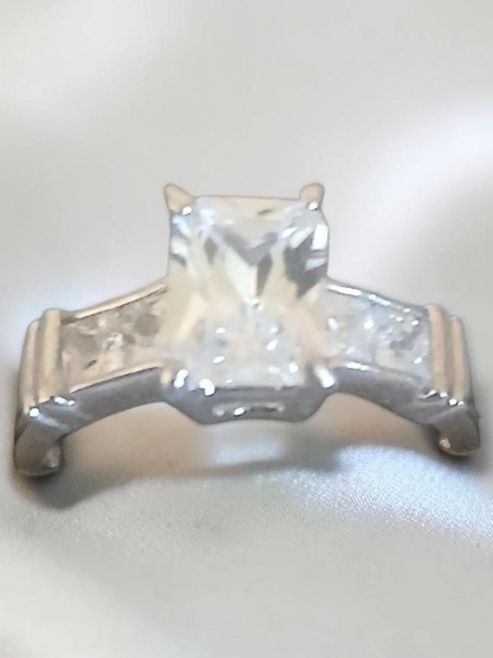 Silver CZ Engagement Ring -